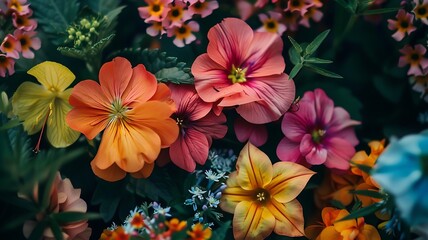 Obraz premium Close-up, image, various, vibrant, flowers, full ,bloom,, stock photography, intense and rich color palette