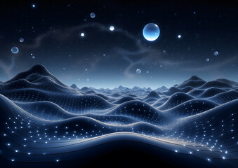 Dark starry sky and mountain background
