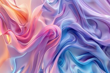 Obraz premium Silky waves of pastel hues flow and intertwine, creating a mesmerizing abstract pattern of soft pinks, purples, and blues. The texture is smooth and ethereal.