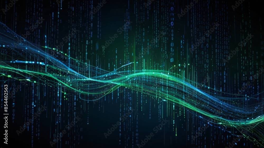 Aufkleber abstract background featuring digital data streams flowing across the screen