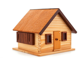 Wooden house, isolated on white background