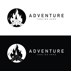 Simple vector outdoor camping logo, wild adventure template with old vintage style