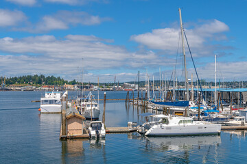 Fototapeta premium Port Orchard marina and the surrounding landscape WA.