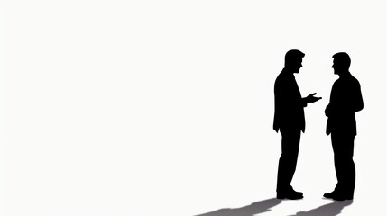 Obraz premium 話をしている二人のビジネスマンのシルエット3