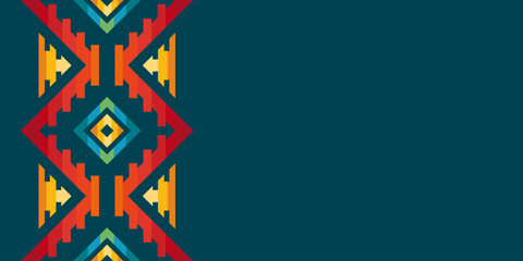 Native american heritage month background. Vector banner, poster, card, greeting content for social media Native american heritage month, november. Green background with native ornament border.