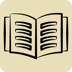 Icon Open Book. related to Book symbol. hand drawn style. simple design illustration