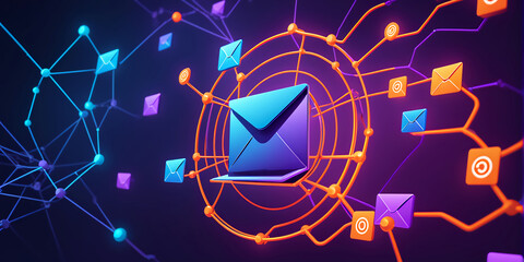  Symbol marketing or newsletter concept, diagram. Send bulk email. Direct selling projects in business List of customers who want to send by email design 