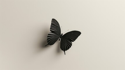 Obraz premium White background featuring a black butterfly icon