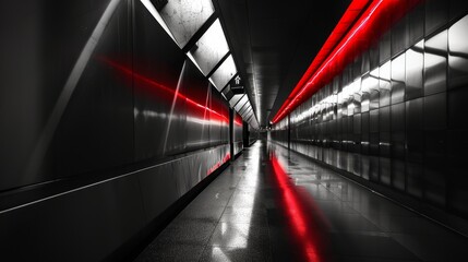 Obraz premium Dynamic Art Deco Contrast: Abstract Composition with Vibrant Colors and Depth of Field in Wide Angle Monochrome Scene