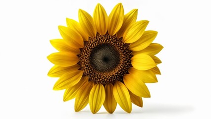Fototapeta premium Bright and cheerful sunflower against white background