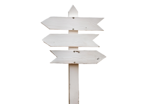 white wooden direction arrow sign isolated on white - Powered by Adobe