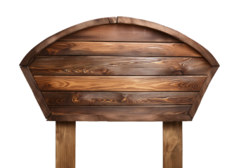 Wooden signboard isolated on white or transparent 