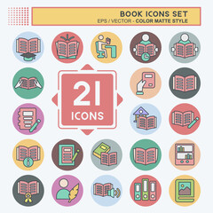 Icon Set Book. related to Education symbol. color mate style. simple design illustration
