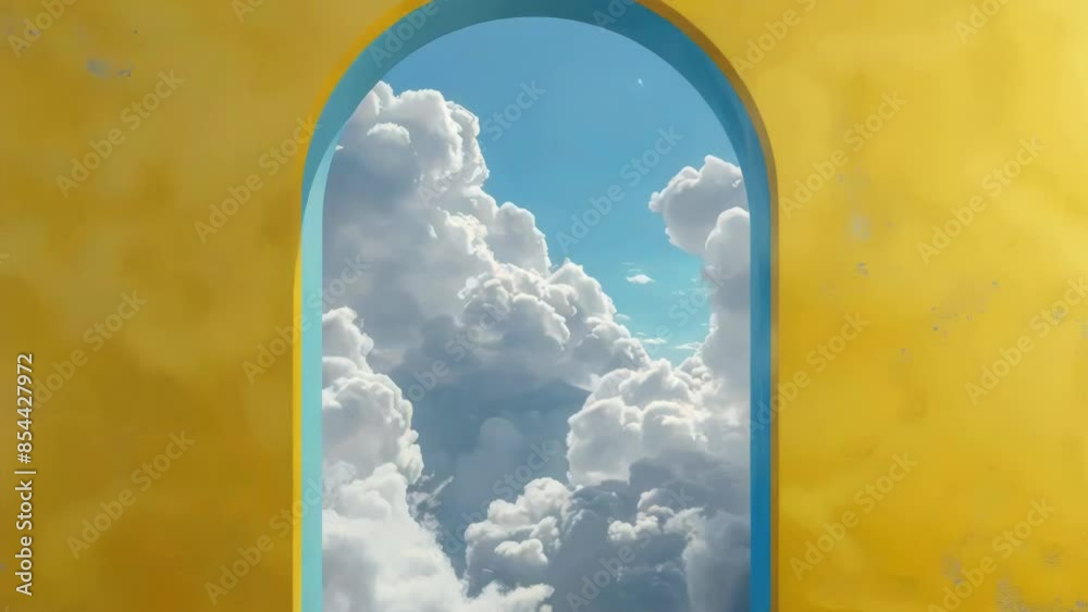 Canvas Prints yellow archway with clouds in sky