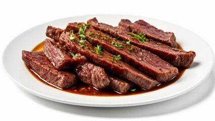  Deliciously cooked beef strips with a savory sauce