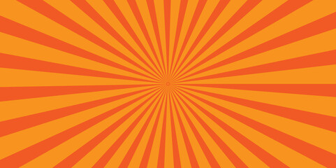 Vector Abstract orange sun rays and sunburst backdrop background. seamless retro vintage burst sunrise sunbeam element spiral striped illustration sunray template wallpaper design.