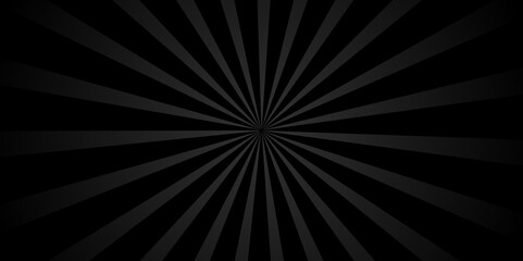 Vector abstract black gray sun rays and sunburst backdrop background. seamless retro vintage burst sunrise sunbeam element spiral striped illustration sunray template wallpaper design.