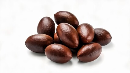  A collection of shiny dark brown almonds
