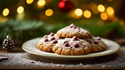 Fototapeta premium Sweet Christmas delight Festive cookies on a plate
