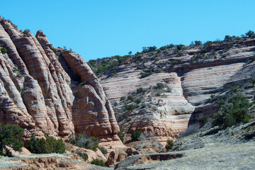 Rock layer formation in Northern New Mexico near Church Rock, NM, USA