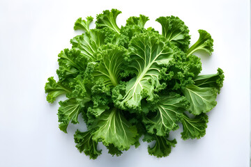 Fototapeta premium Kale placed against a white background. View from directly above.