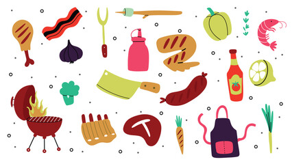 BBQ Party Vector Set Illustration