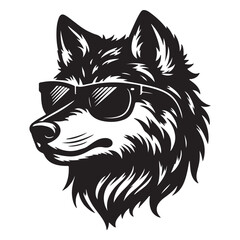 wolf head tattoo, vector,fox, black and white,cute wolf,
