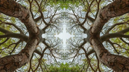 Fototapeta premium A treelike structure with branches twisting and turning in unexpected ways mirroring the concept of symmetry breaking in nature.