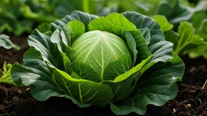 Obraz premium Freshly grown organic cabbage ready for harvest