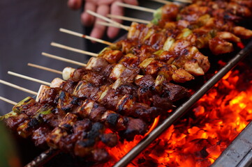 chicken and vegetables skewer grilled