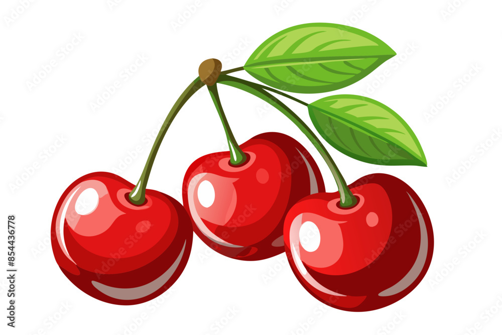 Wall mural cherries with leaves