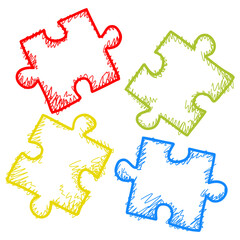 Jigsaw Puzzle Pieces Doodle Autism Art Illustration