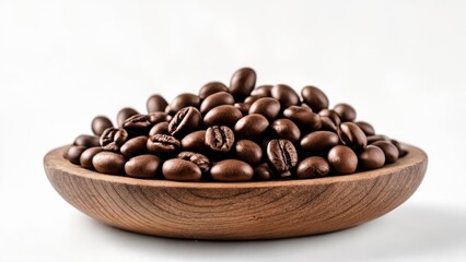 Fototapeta premium Freshly roasted coffee beans in a wooden bowl