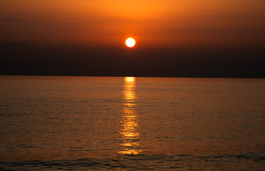 Sunrise on the beach on island of Socotra, Yemen.