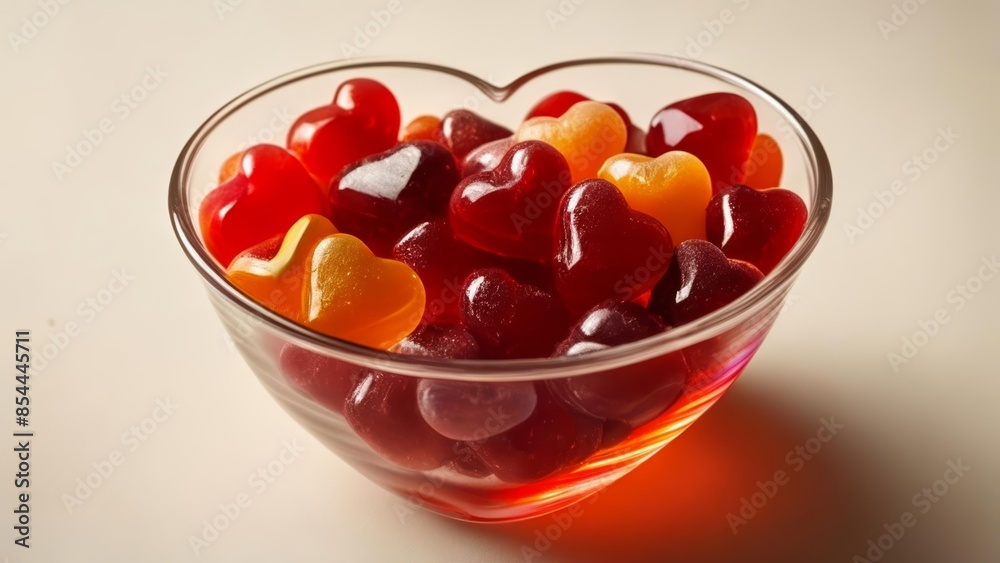 Poster  A heartshaped bowl filled with vibrant jelly candies