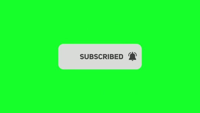 YouTube Subscribe Button With Bell Icon On Green Screen Background no- sound
