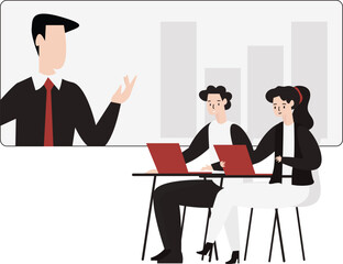 Online training flat design illustration isolated in white background