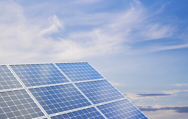 Solar panels with sky reflection against the sky. Renewable solar energy. Alternative energy. 3d-rendering