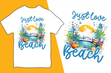 Summer Vector T-shirt Design. Summer T-shirt Design. Summer coloring t-shirt design. 