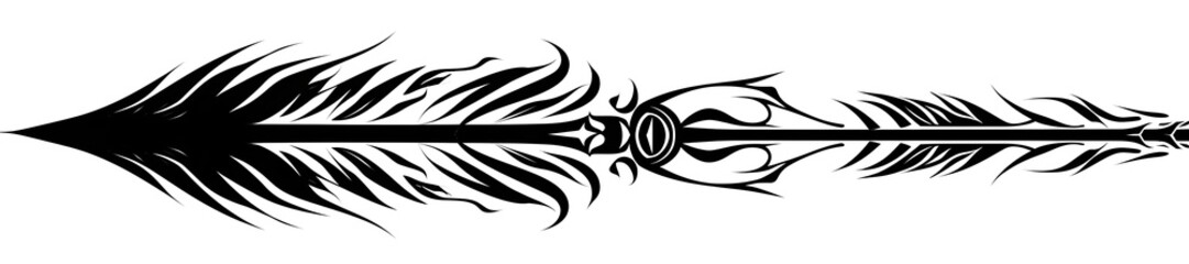 Tribal Swirled Black Arrow Graphic on White Background