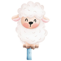 Cute cartoon sheep ice cream illustration, perfect for children's products, playful designs, or any creative project needing a whimsical touch.