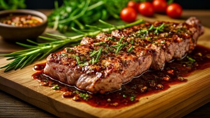 Deliciously grilled steak ready to be savored