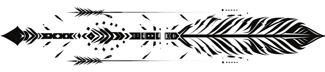 Black and White Tribal Arrow Graphic for Design and