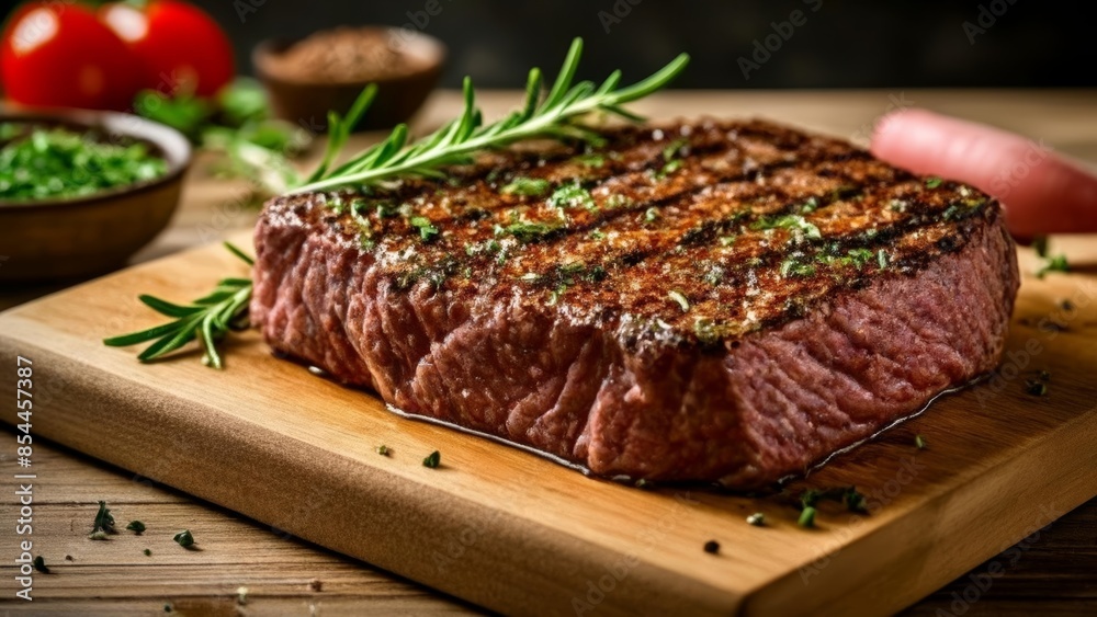 Canvas Prints  Deliciously grilled steak ready to be savored