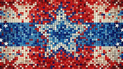 Fototapeta premium An abstract mosaic pattern in patriotic colors, capturing the spirit of the 4th of july, with clear space for text.