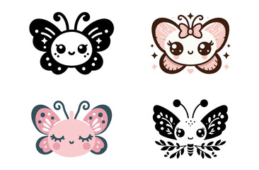 Fototapeta premium Cute Butterfly Silhouette Vector with white background