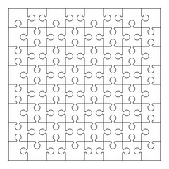 Puzzle Grid Outline. Puzzle Template for Kids Worksheet.