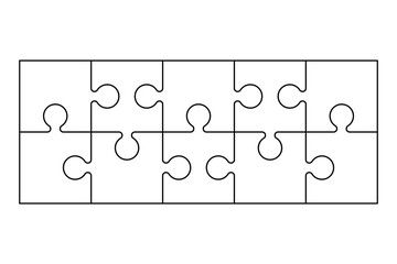 Puzzle Grid Outline. Puzzle Template for Kids Worksheet.