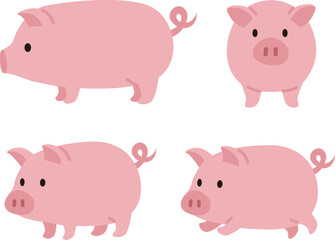 シンプルでかわいい豚のイラストセット