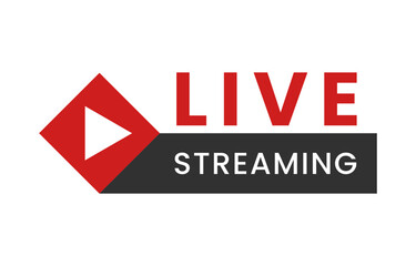 Live streaming logo symbol with red play button for element